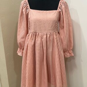 Entro Peach Checkered Dress